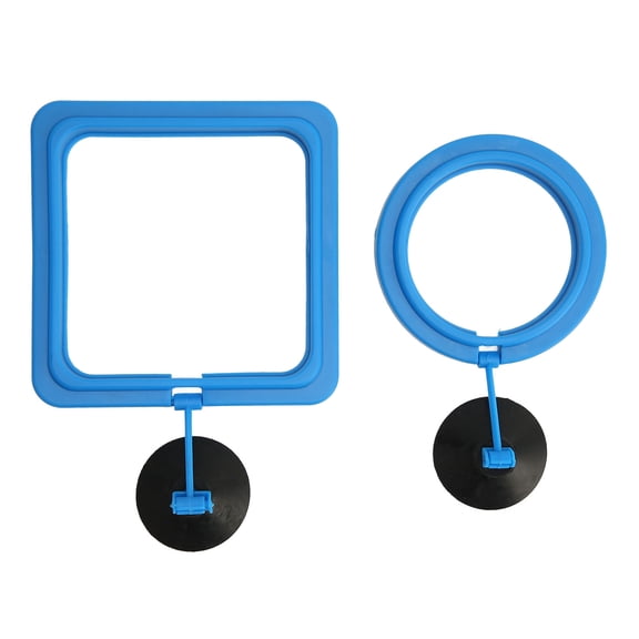 YAHHU Fish Feeding Ring Round & Square Aquarium Floating Food Feeder Circle with Suction Cup for Fish Tank Avoids Food Scattering and Keeps Water Clean, Dual-Shape 2-Piece Set (14.0"x11.0"x3.0")