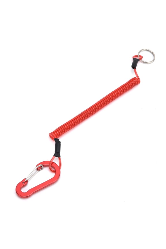 Fishing Lanyard Retractable Safety Spring Coiled Rope Keychain Accessories Tool, Adult, 47 inches / 120 cm, Red
