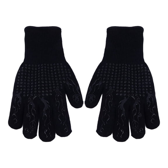 YAHHU FlameResistant BBQ Gloves HeatProof, NonSlip, LongCuff Grilling & Oven Protection (Black)