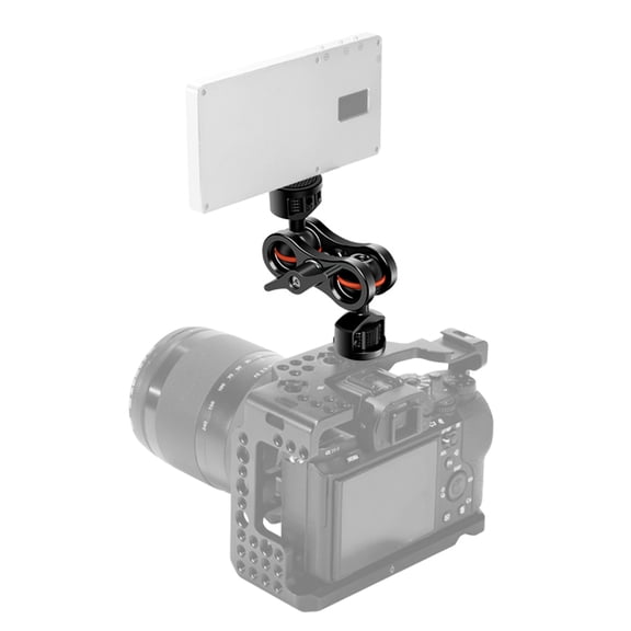 YAHHU Flexible Magic Articulating Arm Dual Ballhead Camera Monitor Mount Bracket with 1/4 Inch Screws 360 Rotatable Aluminum Alloy Extension for Field Monitor LED Light Cage Black