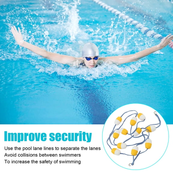 YAHHU Float Lane Line 16.4 ft / 5m PVC Swimming Pool Safety Divider Rope with 2.8 inches / 7cm Buoys for Indoor and Outdoor Pools, Easy Setup and High Visibility Marker