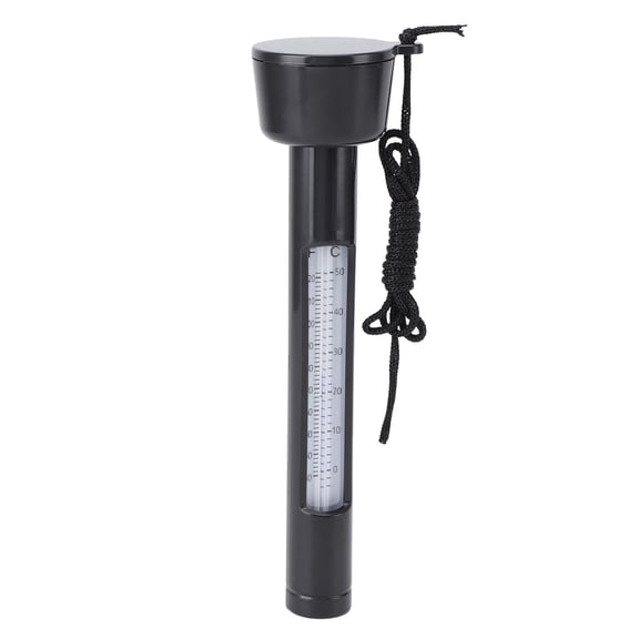 YAHHU Floating Pool Thermometer, High Precision Round Swimming Pool Thermometer with String for Outdoor Indoor Spas Hot Tubs Ponds, Easy Read Water Temperature Gauge (7.28 inches / 18.5 cm) Black