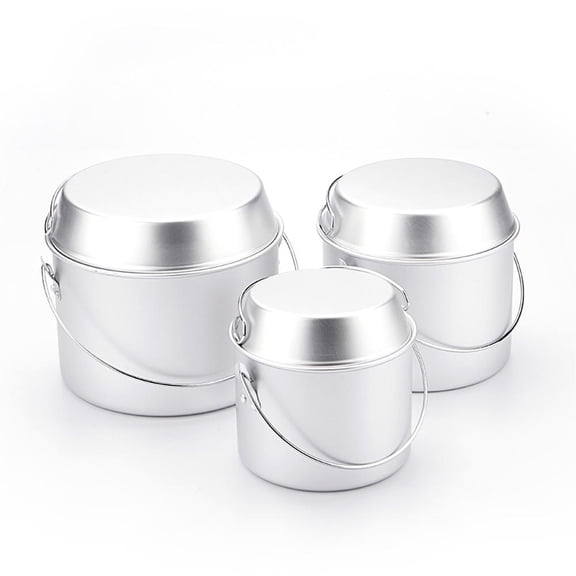 YAHHU Foldable Aluminum Camping Pot & Frying Pan Set  Curved Handle, HeatResistant, MultiUse for Campfire, Hiking & Home Cooking