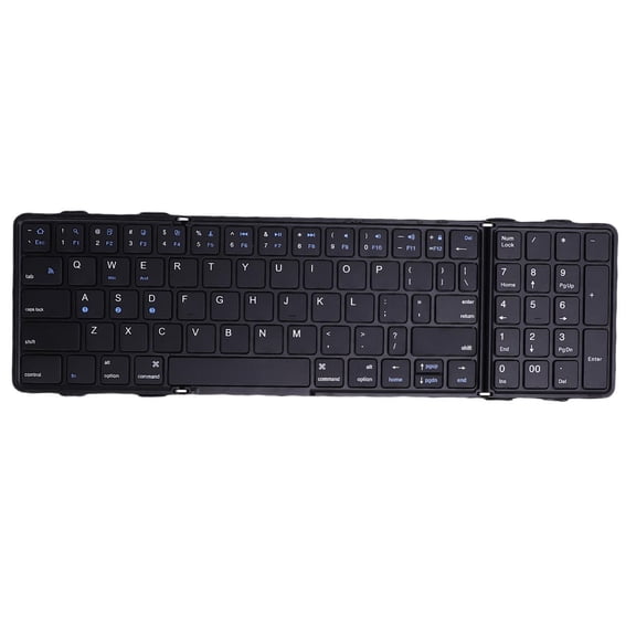 YAHHU Foldable Bluetooth Keyboard, Rechargeable Portable Wireless Travel Keyboard with PU Leather Back Cover for Business and Travel, Pocket Mini Size Multi-Device Keyboard (13.7 in / 34.6 cm)