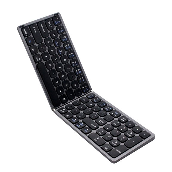 YAHHU Foldable Bluetooth Wireless Keyboard with Number Pad Portable Pocket-Size Ultra-Thin Rechargable Mini Keyboard Support Android Windows iOS Smartphone and Tablet, Grey