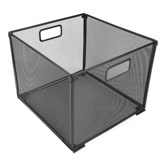 YAHHU Foldable Iron Mesh File Basket  Large Capacity Desktop & Floor Organizer for Books, Magazines, and Mail, NonSlip, RustProof