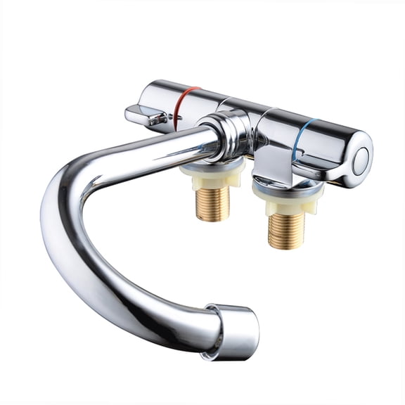 YAHHU Foldable RV Faucet with 360 Swivel and 180 Rotation, Two Handle Deck Wall Mounted Kitchen Faucet, All Copper Chrome Plated Water Mixer Tap for Motorhomes, Travel Trailers and Campers