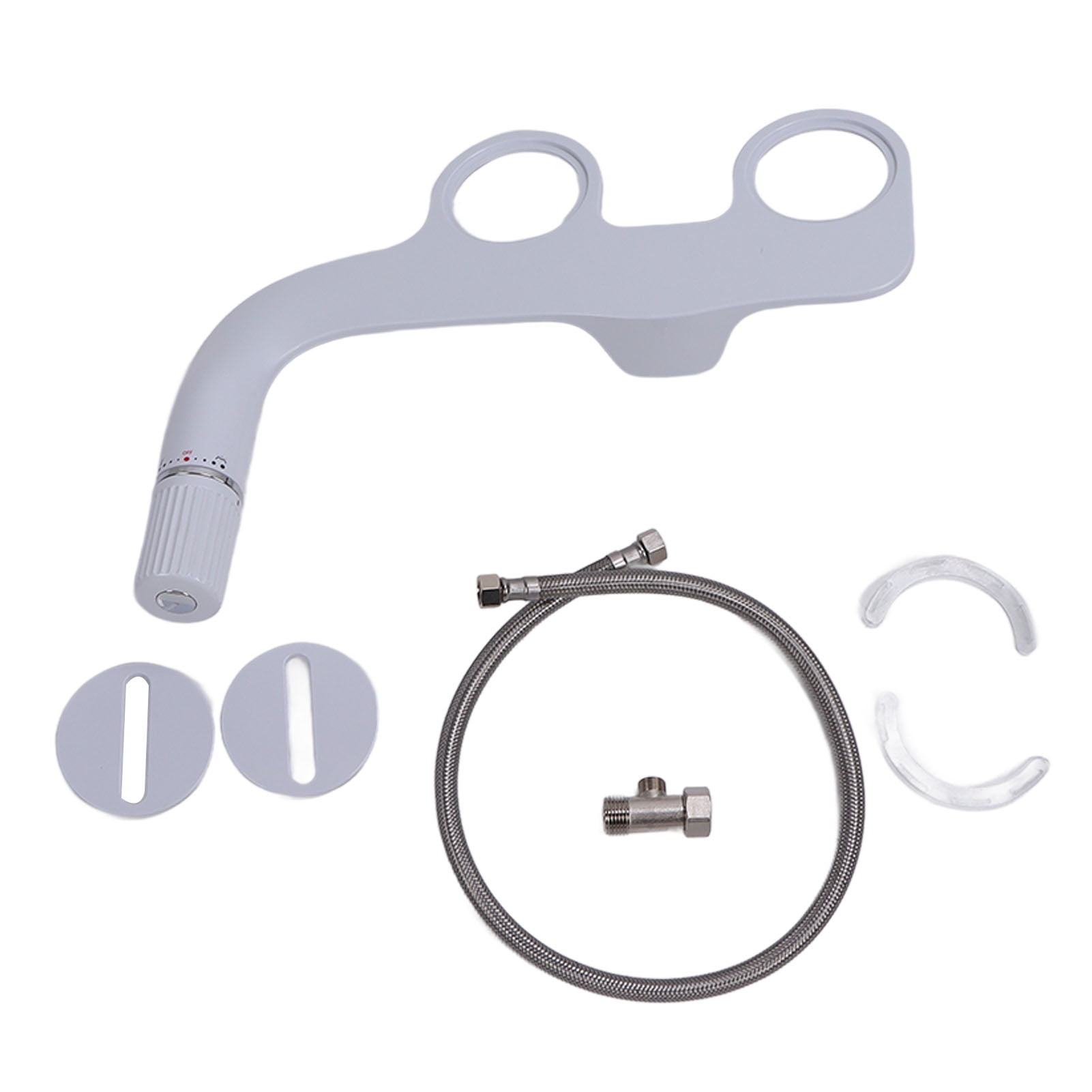 YAHHU G1/2 Toilet Bidet Attachment Set, ABS Dual Nozzle Bathroom Water Sprayer for Household, Matte White