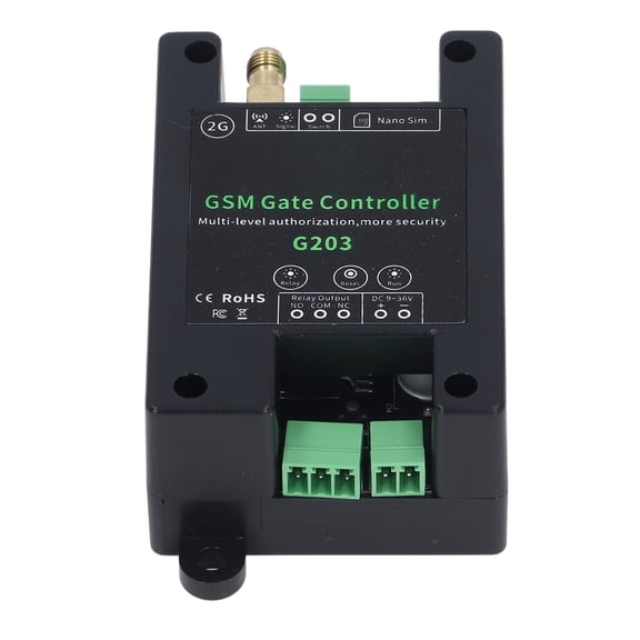 YAHHU GSM Gate Opener 2G Phone Call SMS APP Control 0-9999s Delay Closure Remote Switch Access Door Controller DC 9-36V 1A For Garage Home Security, Black (5.12 inches / 13.00 cm)