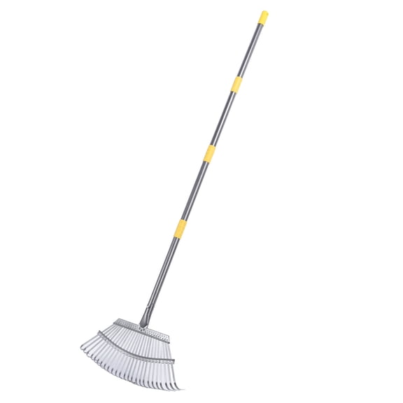 YAHHU Garden Rake Wide Leaf Rake for Shrub with 25 Tines Yard Thatching Rake with Adjustable Handle for Picking Leaves Grass Clippings