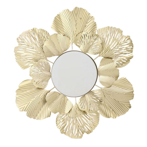 YAHHU Ginkgo Leaf Wall Mirror  Modern Minimalist 1818 IronSteel Decorative Mirror for Bedroom, Living Room, Office