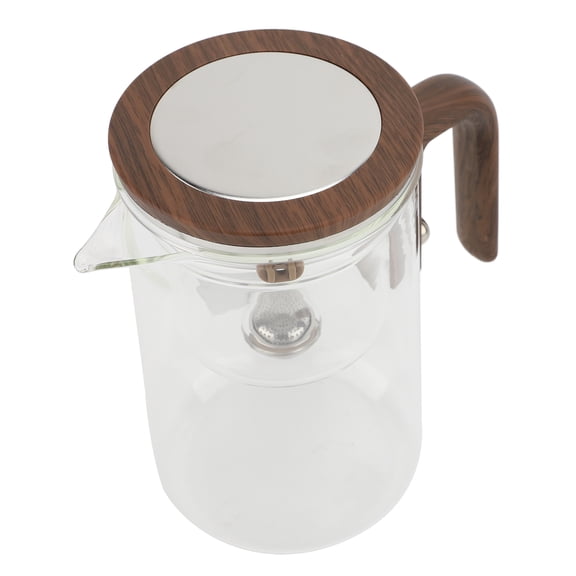 YAHHU Glass Teapot with Infuser 600ml Stainless Steel One Touch Tea Maker Clear Kettle for Home Office