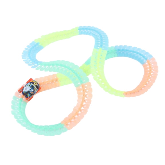 YAHHU Glow in Dark Race Car Track Set, Changeable Flexible Soft Building Toys for Boys and Girls, 224 Pieces Oversize (49 cm / 19.29 inches)