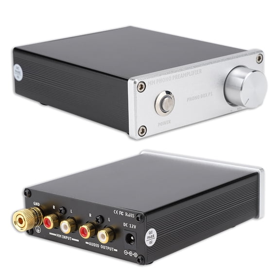 YAHHU Gold Plated RCA Input Output PHONO BOX P1 MM Record Player Amplifier for Home Audio Systems (10.24 inches / 26.0 cm)