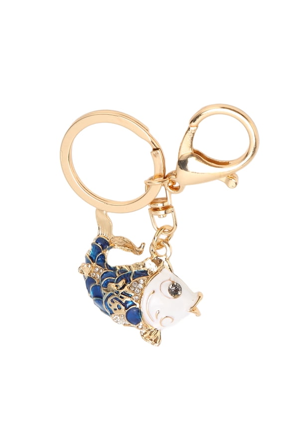 Goldfish Keychain Good Luck Exquisite Chinese Style Portable Zinc Alloy Cute Metal Keychain for Purse Backpack Blue