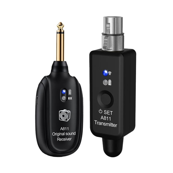 YAHHU Guitar Wireless Transmitter Receiver Microphone Wireless System 2.4GHz Zero Loss 24bit 48KHz 100ft Range 10H Battery Low Latency Rechargeable Audio Cable Straight Connector