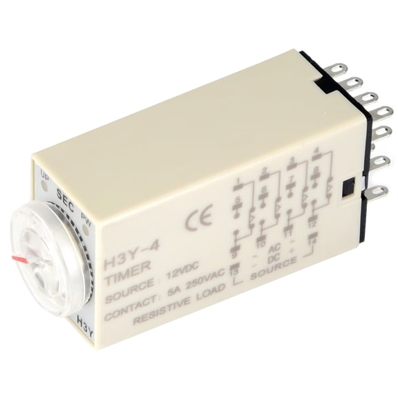 YAHHU H3Y-4 Time Relay Pointer Control Power on Delay Timer 14-Pin 12VDC (60S) Electrical System Relay for Automatic Control Communication Remote Systems[cite: 1]