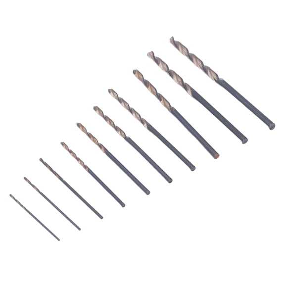 YAHHU HSS Drill Bit Set, 10 Pieces Mini Twist Drilling Bits 0.8-3.0mm (0.03-0.12 inches) for Wood Carving