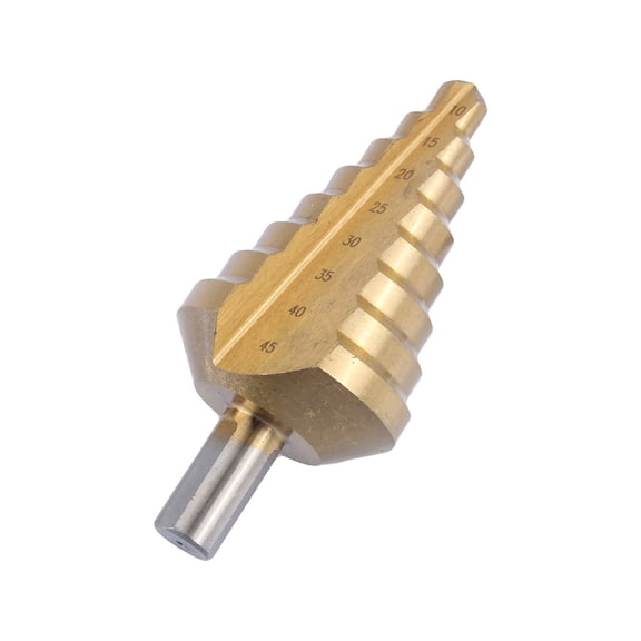 YAHHU HSS Steel Large Step Cone Drill Titanium Bit Hole Cutter 10-45mm / 0.39-1.77 inches Hex Shank