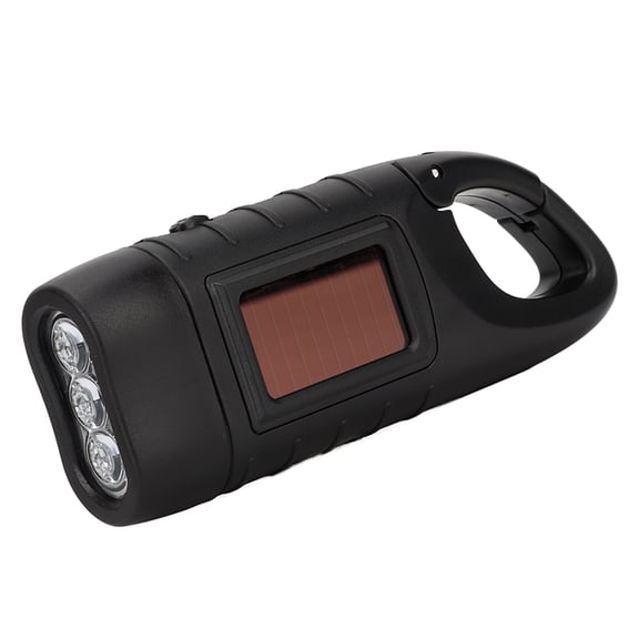 YAHHU Hand Crank Solar Powered Flashlight Emergency Rechargeable LED Torch Survival Gear Matte Black For Outdoor Camping Hiking (4.9 inches / 12.5 cm)