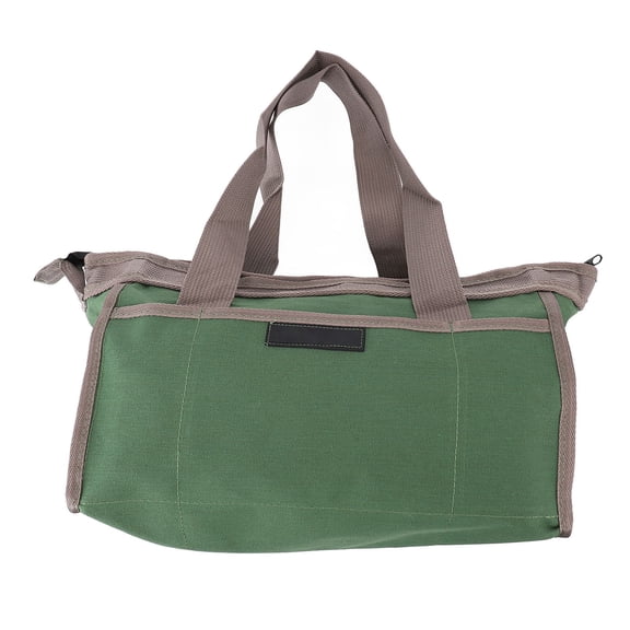 YAHHU Hardware Tool Bag, Large Capacity Wide Mouth Canvas Tool Storage Bag with Zip for Mechanics Carpenter Electrician, 16 Inches / 40 cm OD Green