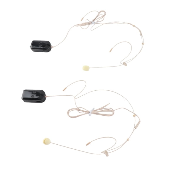 YAHHU Head Mounted Wireless Microphone 2.4G Wireless 2 Transmitter and 1 Receiver Headset Mic System with Built-in Battery for Teaching Tour Guides and Presentations (10 inches / 25.4 cm)