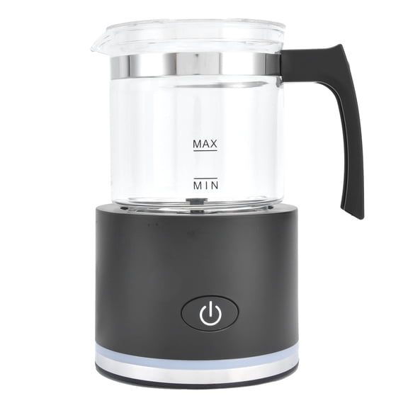 YAHHU Heatable Glass Milk Frother Detachable Automatic Electric Hot and Cold Milk Foamer Steamer for Coffee Latte 600W 250ML Black (7.7 inches / 19.5 cm)