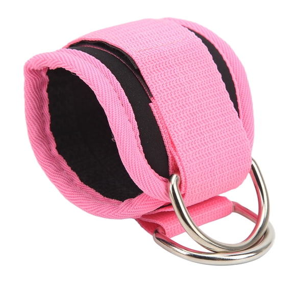 YAHHU Heavy Duty Fitness Ankle Buckle Leg Strength Trainer, Cable Machine Attachment with Double D Rings and Rubber Straps (Pink)