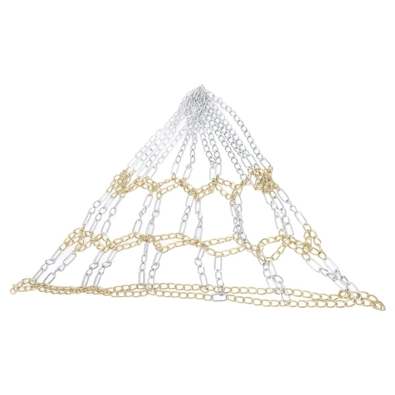 YAHHU HeavyDuty Iron Basketball Net  RustProof, Silver & Gold Design, Indoor/Outdoor, Smooth Chain, Easy Install, Ideal Replacement