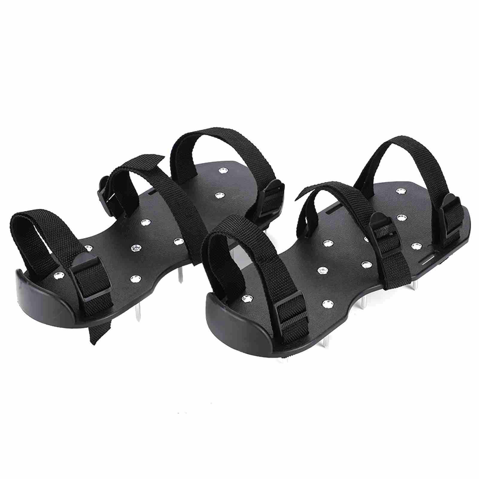 YAHHU Heavy Duty Lawn Aerator Shoes 3 Straps Spiked Sandals for Soil Aeration, 11.81 inches / 30 cm, Green/Black