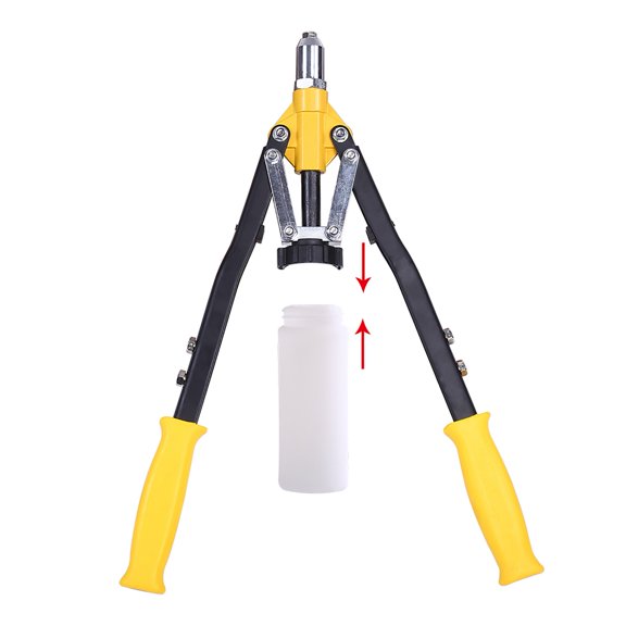 YAHHU Heavy Duty Professional Hand Riveter Blind Rivet Gun 17.5 inches / 44.5 cm with 5 Interchangeable Nosepieces for Metal Automotive and DIY Projects