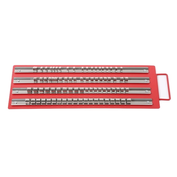 YAHHU Heavy-Duty Steel Portable Socket Organizer Tray with 1/4-Inch, 3/8-Inch, and 1/2-Inch Drive Holders for Auto Repair Mechanics Garages and Workshops (15.00 inches / 38.10 cm)
