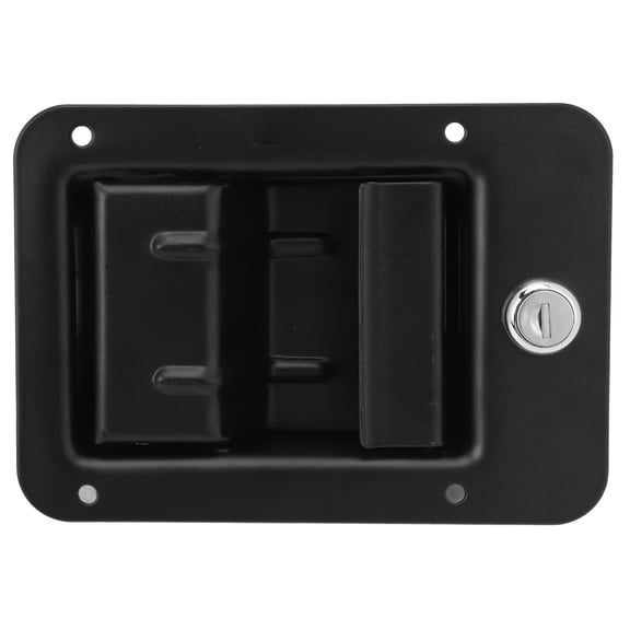 YAHHU Heavy Duty Toolbox Handle Latch Lock, 6.38 x 4.53 inches / 162 x 115 mm Flush Mount Paddle Lock with 2 Keys for RV, Camper, Caravan, Truck, and Trailer Tool Boxes, Black Stainless Steel