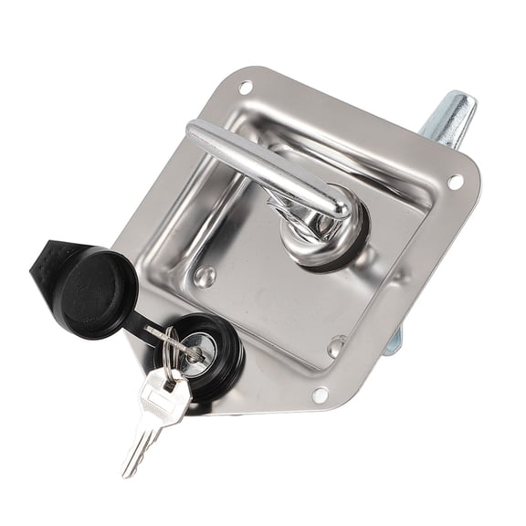 YAHHU Heavy Duty Truck Tool Box Latch Stainless Steel Flush Mount Toolbox Handle Latch Folding T Handle Lock with Keys and Rubber Pad for RV Trailer Homes Offices Commercial Cabinets