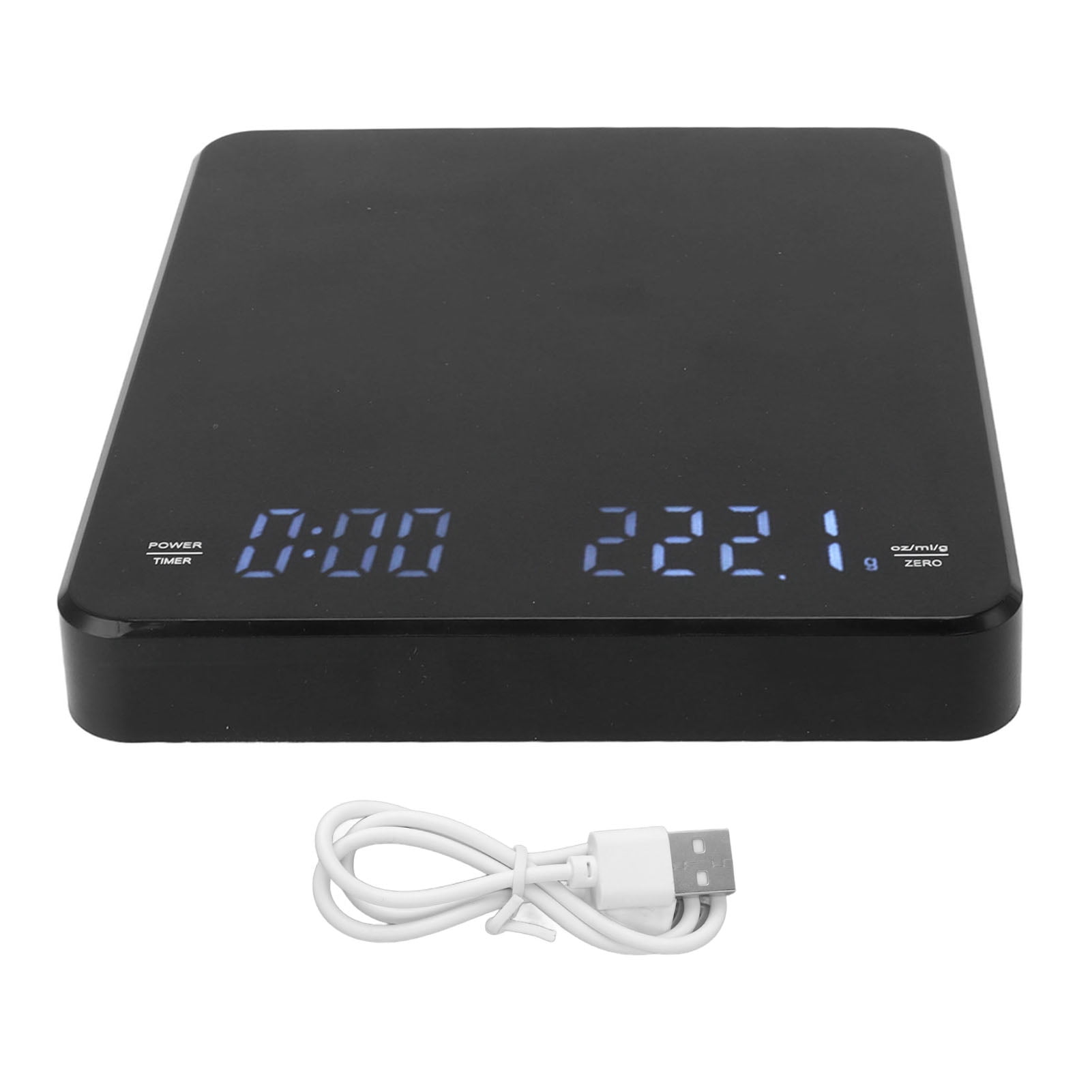 YAHHU High Accuracy Digital Coffee Scale with Timer, USB Charging Auto Zero Clearing LED Display Hand Brewed Espresso Scale, 5.1 x 5.9 inches / 130 x 150 mm, Built-in 400mAh Battery