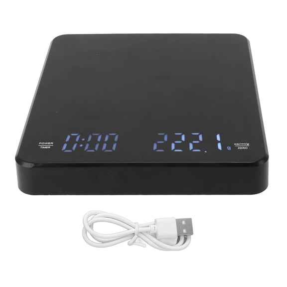 YAHHU High Accuracy Digital Coffee Scale with Timer, USB Charging Auto Zero Clearing LED Display Hand Brewed Espresso Scale, 5.1 x 5.9 inches / 130 x 150 mm, Built-in 400mAh Battery