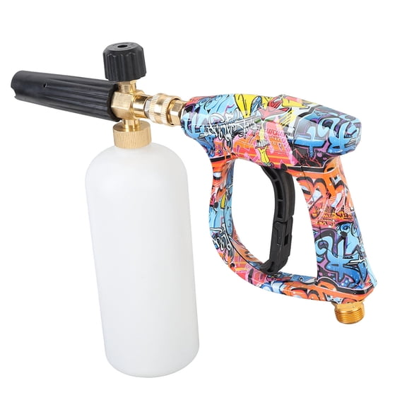 YAHHU High-Pressure Foam Cannon with 5-Color Nozzle Durable Brass Core, 1-Liter Capacity, Ideal for Car Wash, Garden, and Floor Cleaning