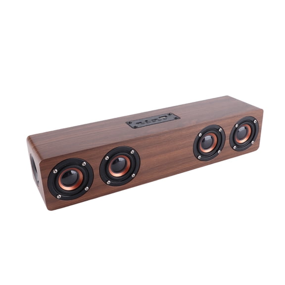 YAHHU High Quality Solid Wooden Strip Bluetooth Speaker with LED Clock Display and FM Functions, 17.72 inches / 45 cm, Brown