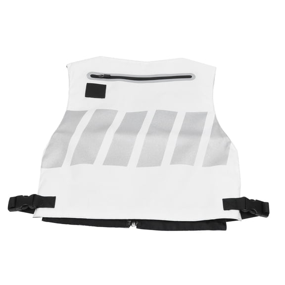 YAHHU High Visibility White Reflective Safety Vest For Runner Bicyclists And Motorcycle Riding Breathable Construction Workwear Gear Hook Loop Fastener One Size 1 Pack 18.9 inches / 48 cm