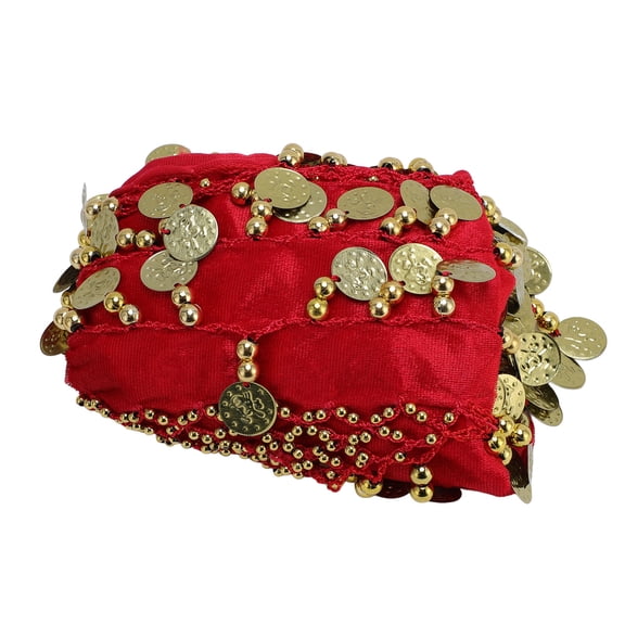 YAHHU Hip Dancing Scarf with 320 Golden Coin Sweet Belly Dance Hip Skirt for Women One Size Red