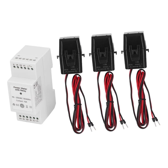 YAHHU Home Energy Meter 90-250V WiFi 3 Phase Electricity Monitor with Three 80A Clamps and Voice Control