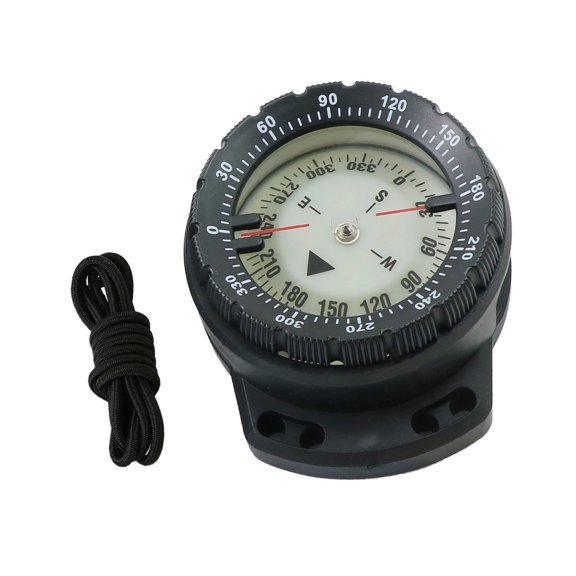 YAHHU Illuminated Dial 50m Depth Diving Compass Gauge with Elastic Rope, Luminous Waterproof Wrist Navigation Tool for Underwater Exploration, Sports and Outdoor Camping, Tactical Gear, Black