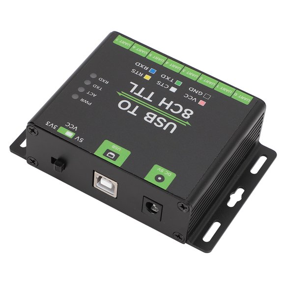 YAHHU Industrial USB to 8CH TTL UART Converter Adapter 5V Level with ESD Protection Anti-Overvoltage, Compatible with Windows Linux Android, 2.8x4.1x1.1 inches / 7x10.4x2.8 cm