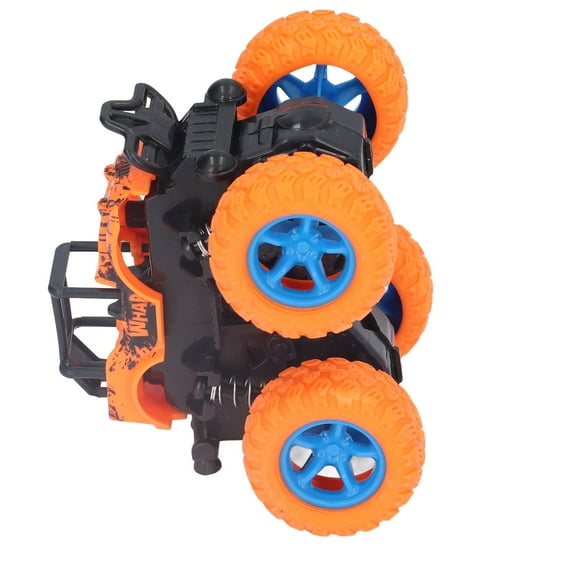 YAHHU Inertial Off-Road Vehicle Toy, 360° Rotation 4 Wheel Drive Simulation Baby Car Model for Kids, Friction Powered Stunt Truck, Orange (3.54 inches)