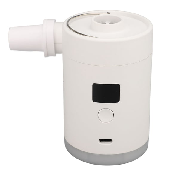 YAHHU Inflatables Portable Air Pump Mini Rechargeable Electric Inflator with LED Display Screen Light for Mattress, White