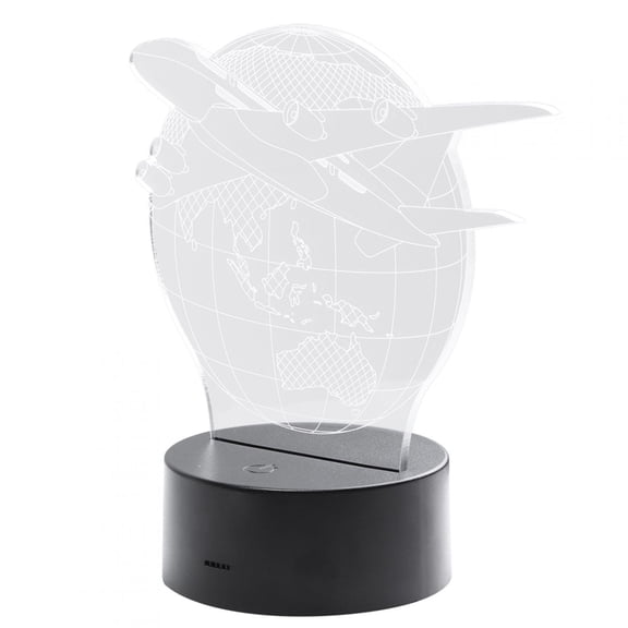 YAHHU Innovative Earth Plane Shape 3D Visual Night Light, 7 Color Changing Touchable Desk Lamp Decor for Home Bedroom, Kids Room USB Powered LED Lighting (6.3 x 5.9 inches / 16 x 15 cm)