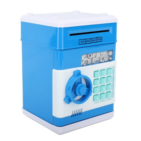 YAHHU Innovative Electronic Music ATM Piggy Bank, Automated Coin & Cash Money Saving Box with Password Protection, Desktop Ornament Gift for Kids, Blue (7.87 inches / 20 cm)