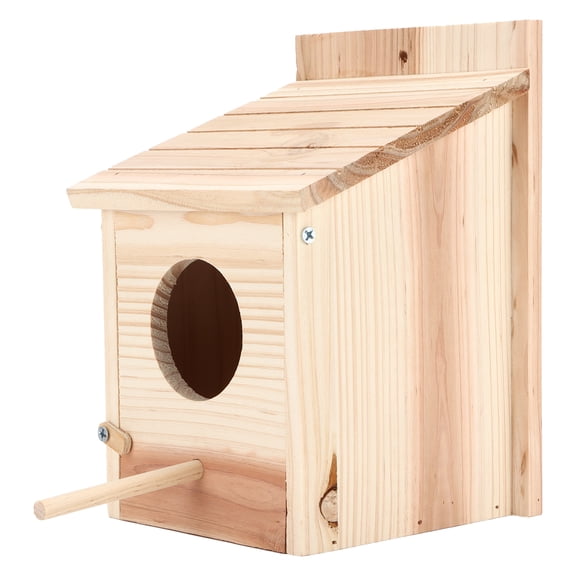 YAHHU Innovative Wooden Birdhouse Natural and Safe DIY Outdoor Bird Breeding Box, Durable Nesting Box with Standing Rod, 8.66 inches / 22 cm, Perfect for Garden and Backyard Wild Birds