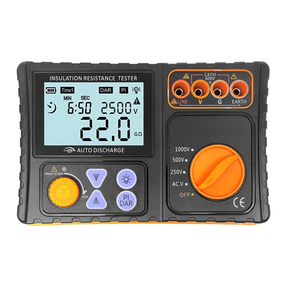 YAHHU Insulation Resistance Tester 250V/500V/1000V High Definition LCD Display Resistance Meter for Electrical Equipment Testing