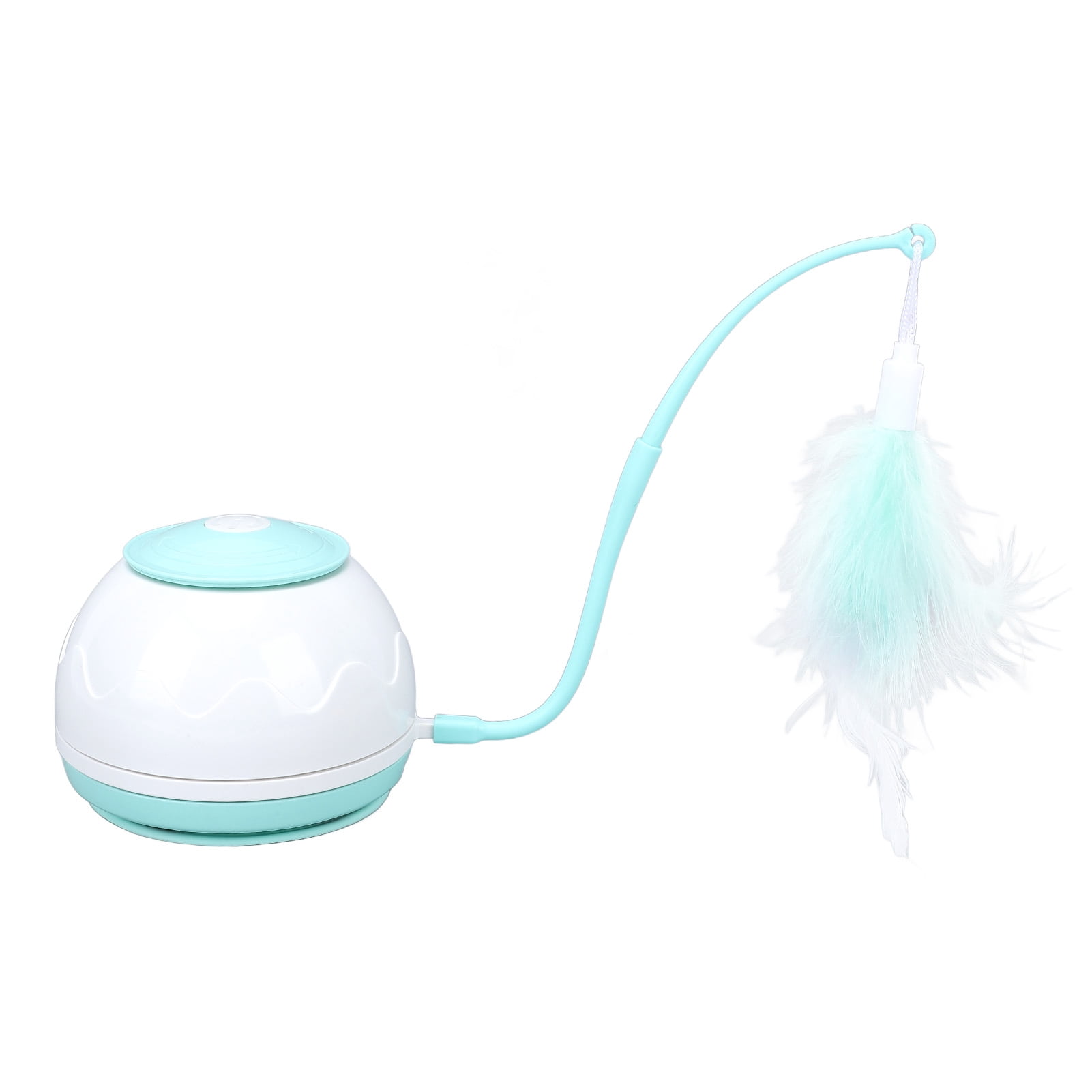 YAHHU Interactive Electric Cat Toy Smart 4-Speed Rotatable LED Teaser Stick With Feathers Low Noise Operation For Feline Exercise Green (5.12 inches / 13 cm)